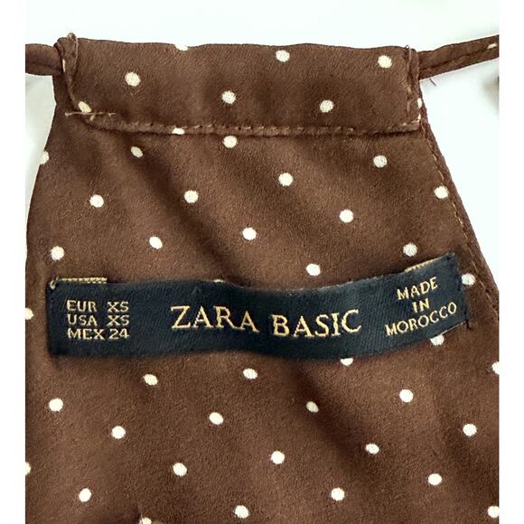 Zara Basic Brown White Polka Dot Sleeveless blouse XS - Picture 5 of 9